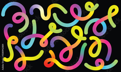 Photo of a vibrant array of colorful, swirling lines creates an abstract design