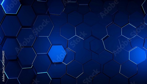 Abstract hexagonal pattern in deep blue