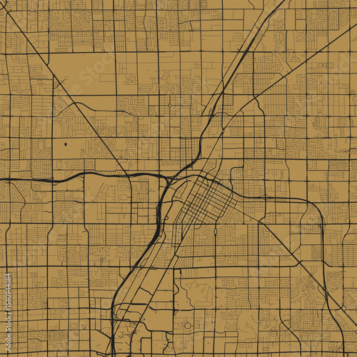 Las Vegas City Map Art Print Sleek Linework Urban Grid Wall Decors in Refined Monochrome Gold on Black Modern Blueprint Style   
