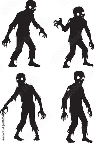 Four zombie figures in silhouette silhouette