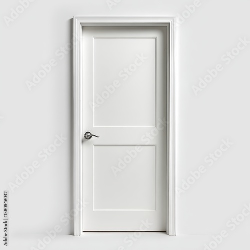 A white door with a handle on the door