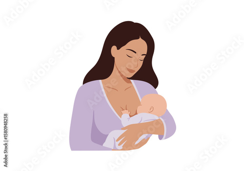 Woman breastfeeding a baby holding the child