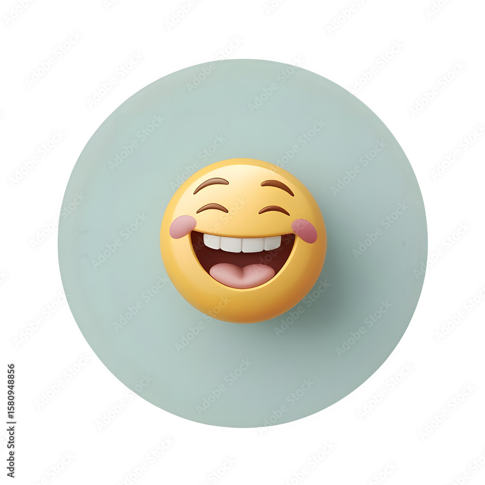 Fototapeta premium Laughing Emoji PNG - Wide Open Mouth & Joyful Expression Icon