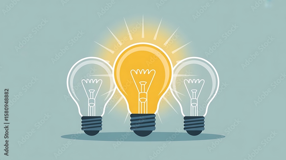 Business concept with lightbulbs as symbol of idea, creativity, think concept. Keep it simple, created with generative ai Business concept with lightbulbs as symbol of idea, creativity, think concept. Keep it simple, created with generative ai