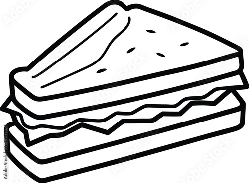 blt sandwich line art on white background