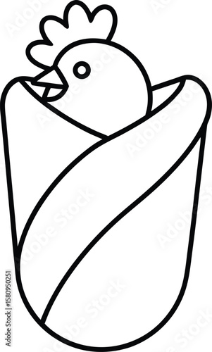 chicken wrap minimal line art on white background