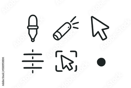 hand drawn cute doodle style isolated point bullet tip point laser emitter point data cursor point alignment guide point selection tool point magnitude dot