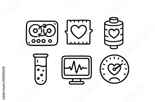 hand drawn cute doodle style isolated life echo loop recorder life vitality indicator life genesis reactor life proliferation marker life heartbeat monitor life rhythm gauge