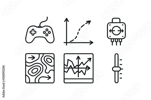 hand drawn cute doodle style isolated movement joystick controller movement trajectory plot movement actuator module movement fluid dynamics map movement pattern analyzer movement slider