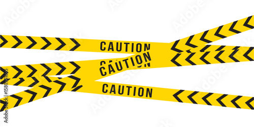 Warning tapes with reflective effect and warning text. Perfect for use in security signage, construction graphics, and restricted zone illustrations. Ideal for banners, signs, and safety in eps 10.