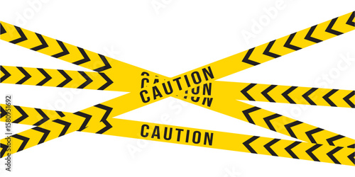 Warning tapes with reflective effect and warning text. Perfect for use in security signage, construction graphics, and restricted zone illustrations. Ideal for banners, signs, and safety in eps 10.