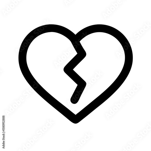 Broken Heart Icon Sadness, Loss, and Emotional Pain - Symbolizing Heartbreak, Grief, and the End of Relationships