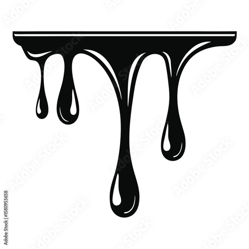 Black liquid dripping from a surface drop viscous