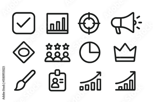 Wallpaper Mural Minimalistic interface icons for business and marketing tools Torontodigital.ca