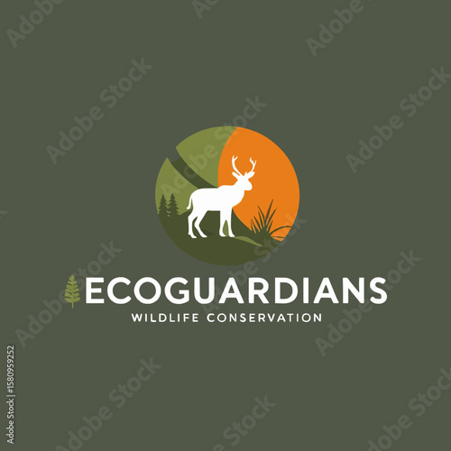 Logo depicting a white deer silhouette inside a circle with green and orange sections, representing nature and wildlife conservation.