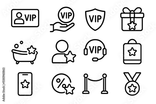 Vip icons collection: elegant symbols for exclusive services and loyalty programs