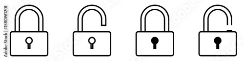 lock vector icon set. open or closed illustration sign collection. door symbol. unlock logo.
