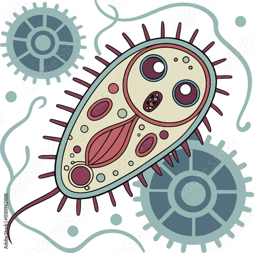 "Hyper-Realistic Amoeba Creature with Vibrant Eyes – Biomechanical Sci-Fi Micro Lifeform"

