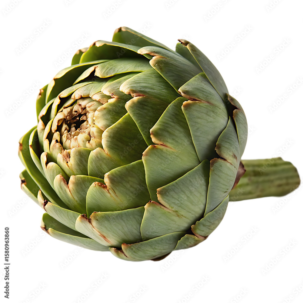 Obraz premium A fresh green globe artichoke vegetable ready for cooking as healthy food isolated on a transparent background png