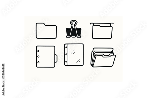 hand drawn cute doodle style isolated folder file folder tab folder binder clip folder hanging folder frame folder inde divider folder sheet protector sleeve folder accordion file