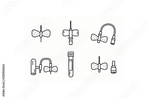 hand drawn cute doodle style isolated butterfly needle wings butterfly needle catheter hub butterfly needle etension tubing butterfly needle safety shield butterfly needle blood collection