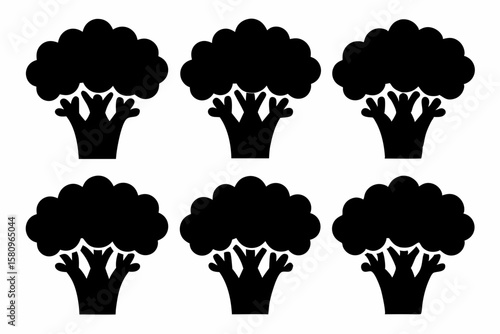 Black Silhouette Broccolini Icons - Vector Collection
