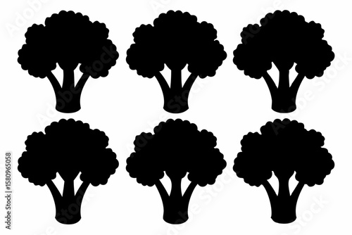 Black Silhouette Broccolini Icons - Vector Collection