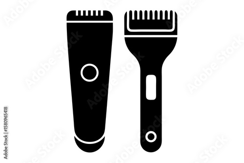 Modern Electric Shaver Design Elements Isolated on White Background