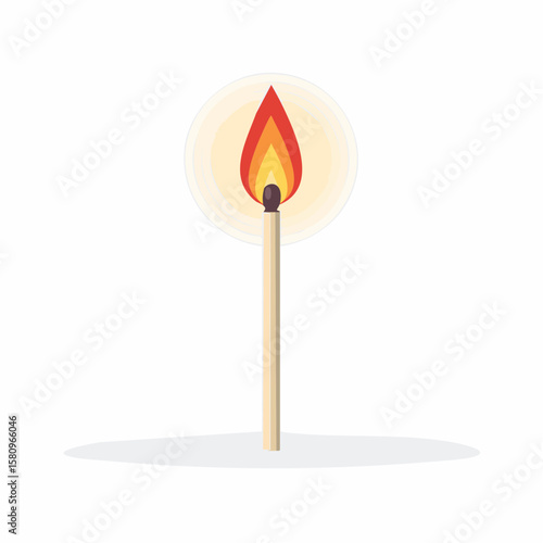 Lit matchstick provides light in empty space 