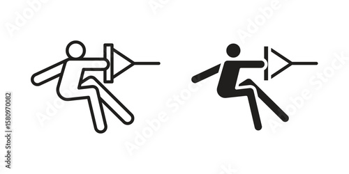 Wakeboarding icon, outline vector sign, linear and solid style pictogram isolated on white.