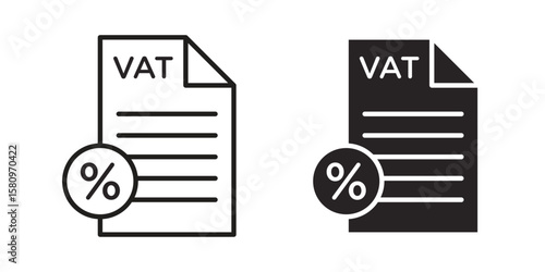 Value added tax VAT icon, outline vector sign, linear and solid style pictogram isolated on white.