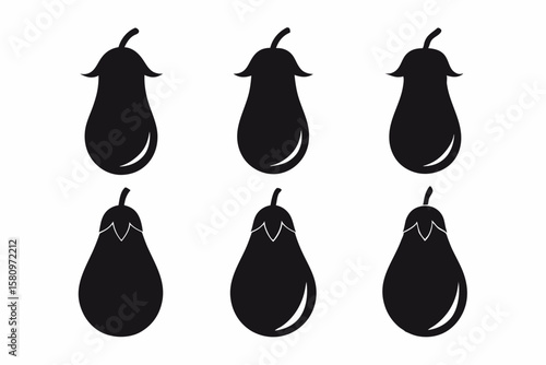Eggplant Silhouette Icon Set 6 Vector Designs