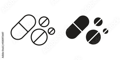 Pills icon, outline vector sign, linear and solid style pictogram isolated on white.
