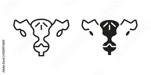 Pelvic inflammatory disease icon, outline vector sign, linear and solid style pictogram isolated on white.