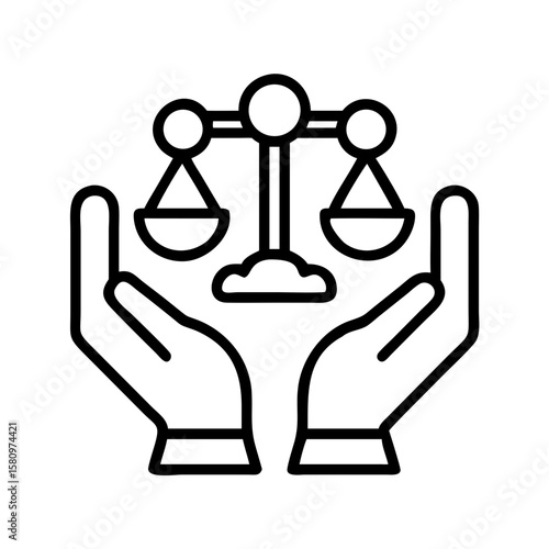 Justice scales law legal system in hands concept for advocate lawyer and court symbol icon