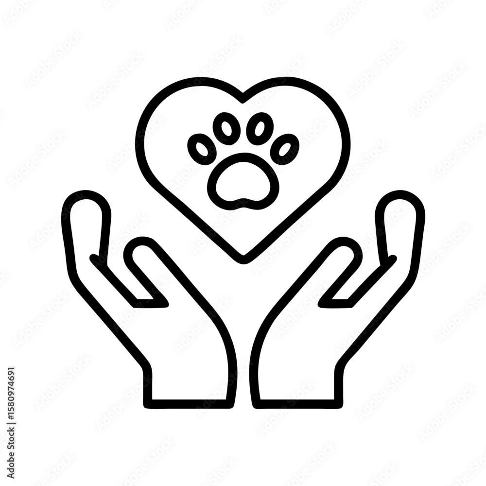 Pet care animal rescue adoption love paw print heart hands vector illustration graphic design Pet care animal rescue adoption love paw print heart hands vector illustration graphic design