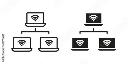 Local network icon, outline vector sign, linear and solid style pictogram isolated on white.