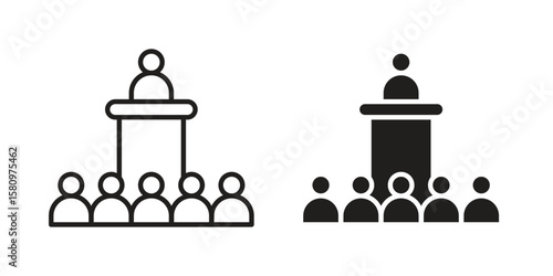 Lecture icon, outline vector sign, linear and solid style pictogram isolated on white.