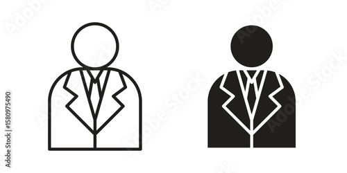 Lawyer icon, outline vector sign, linear and solid style pictogram isolated on white.