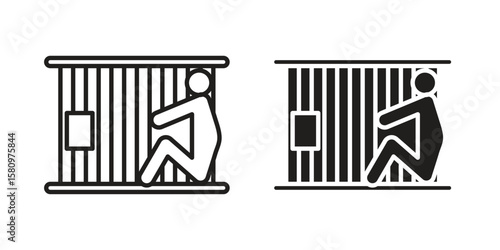 Jail icon, outline vector sign, linear and solid style pictogram isolated on white.