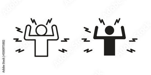 Irritated human icon, outline vector sign, linear and solid style pictogram isolated on white.