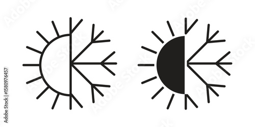 Hot and cold icon, outline vector sign, linear and solid style pictogram isolated on white.