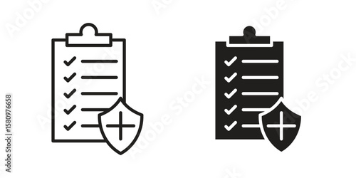 Health insurance icon, outline vector sign, linear and solid style pictogram isolated on white.