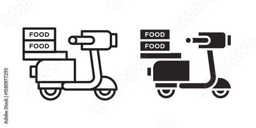 Food delivery icon, outline vector sign, linear and solid style pictogram isolated on white.