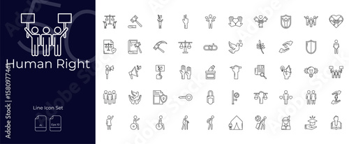 Human Right Line Editable Icons set. Vector illustration in modern thin line style of Human Right icons: human,right,justice, etc