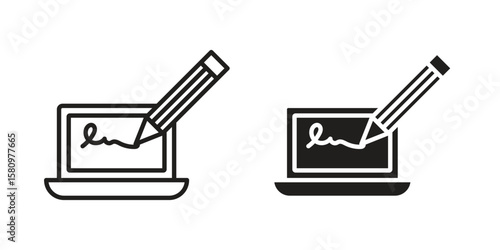 Free Download Electronic signature icon, outline vector sign, linear and solid style pictogram isolated on white. - GFXLoad
