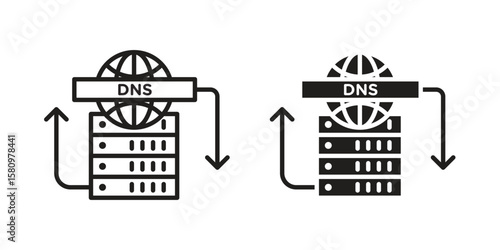 DNS icon, outline vector sign, linear and solid style pictogram isolated on white.