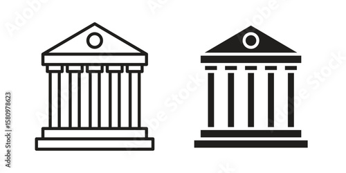 Courthouse icon, outline vector sign, linear and solid style pictogram isolated on white.
