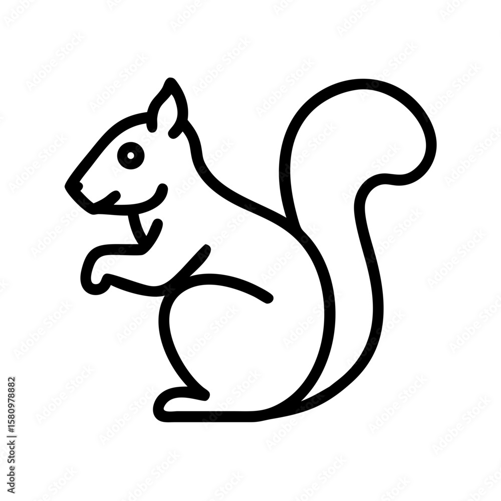 Naklejka premium Cute squirrel vector illustration, forest animal outline drawing, rodent wildlife design element