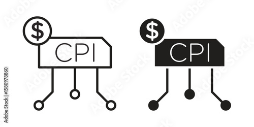 Consumer prices index icon, outline vector sign, linear and solid style pictogram isolated on white.